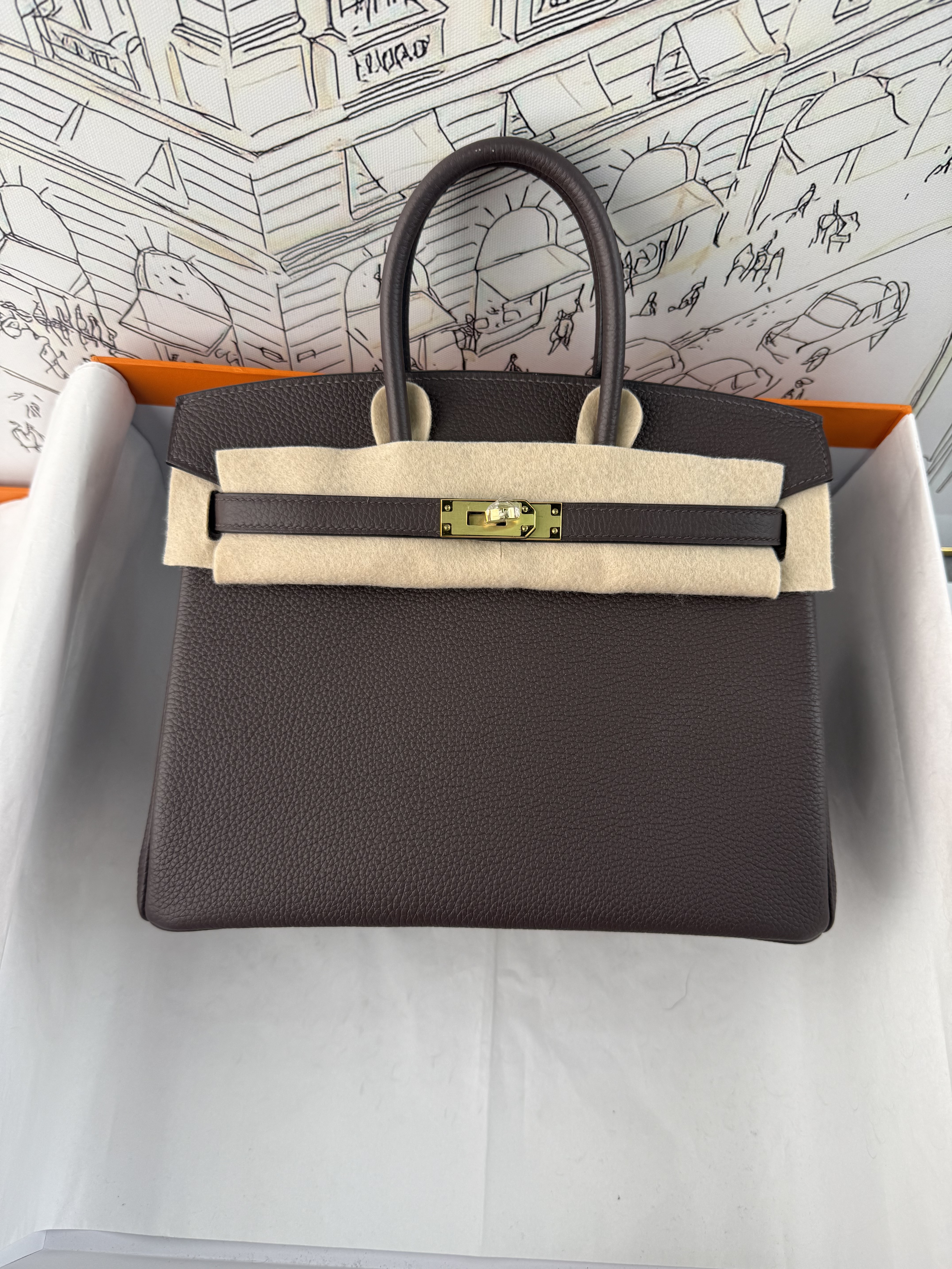 Chocolate Brown Togo Leather Birkin 30cm, Fully Hand-Stitched Wax Thread, Gold-Tone Solid Steel Hardware, Goatskin Lining, In Stock