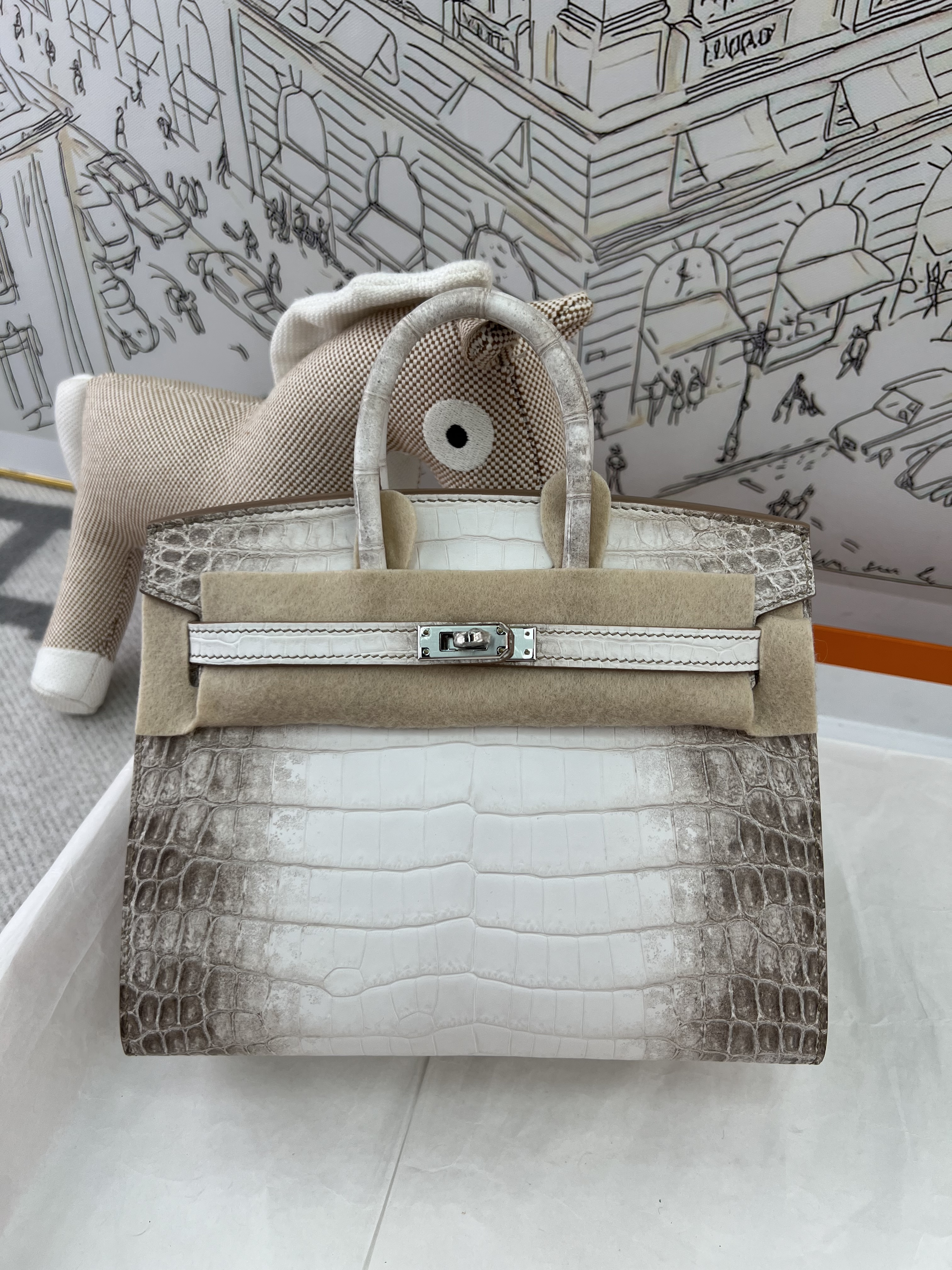 ✨ Himalaya Singapore Nile Crocodile Birkin 20cm, Fully Hand-Stitched With Waxed Thread From 3 Whole Hides, Solid Steel Hardware, Goatskin Lining