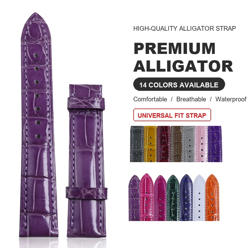 100% Handcrafted Genuine Alligator Leather Watch Band, 18mm & 20mm Lug Width Replacement Strap, Compatible with Omega, Longines, Cartier, Luxury Watch Accessories for Men and Women