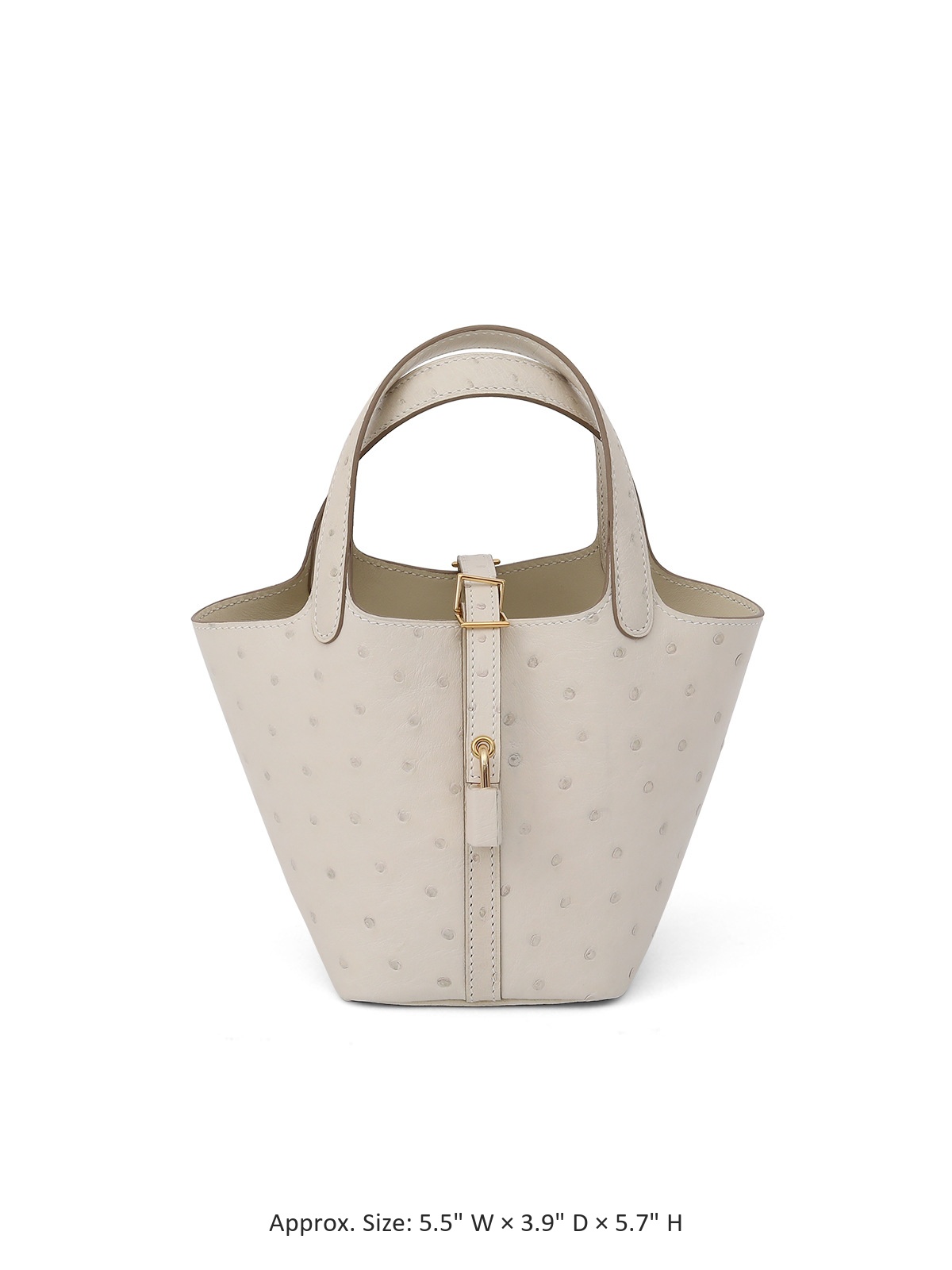 Ostrich Leather Basket Tote Bag, Women Genuine Leather Fashion Versatile Bucket Handbag with Crossbody Strap