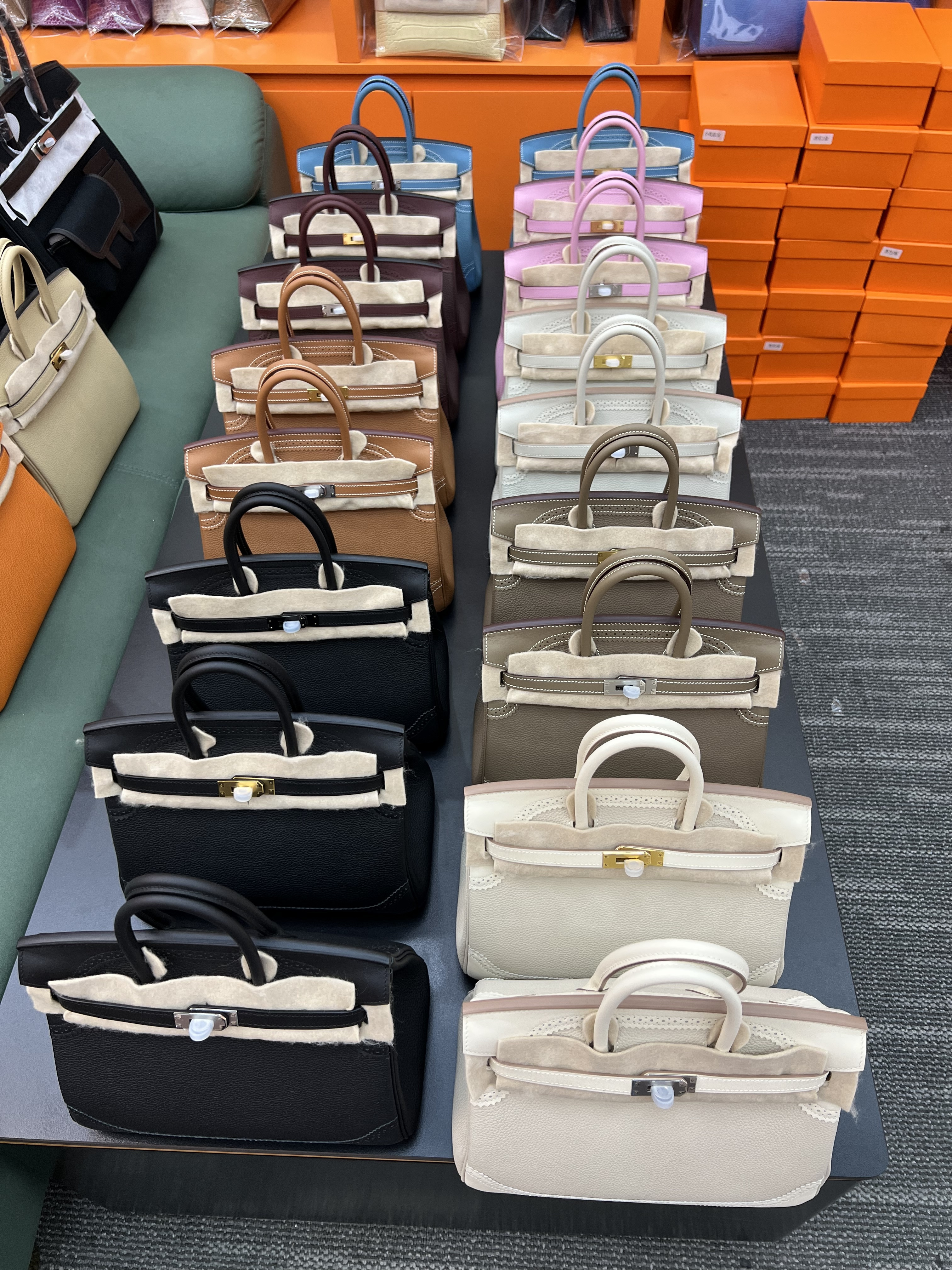 BK25 Lace Top Tier 25cm Birkin in Togo leather combined with Swift leather Fully hand-sewn waxed thread, full steel hardware, goatskin lining