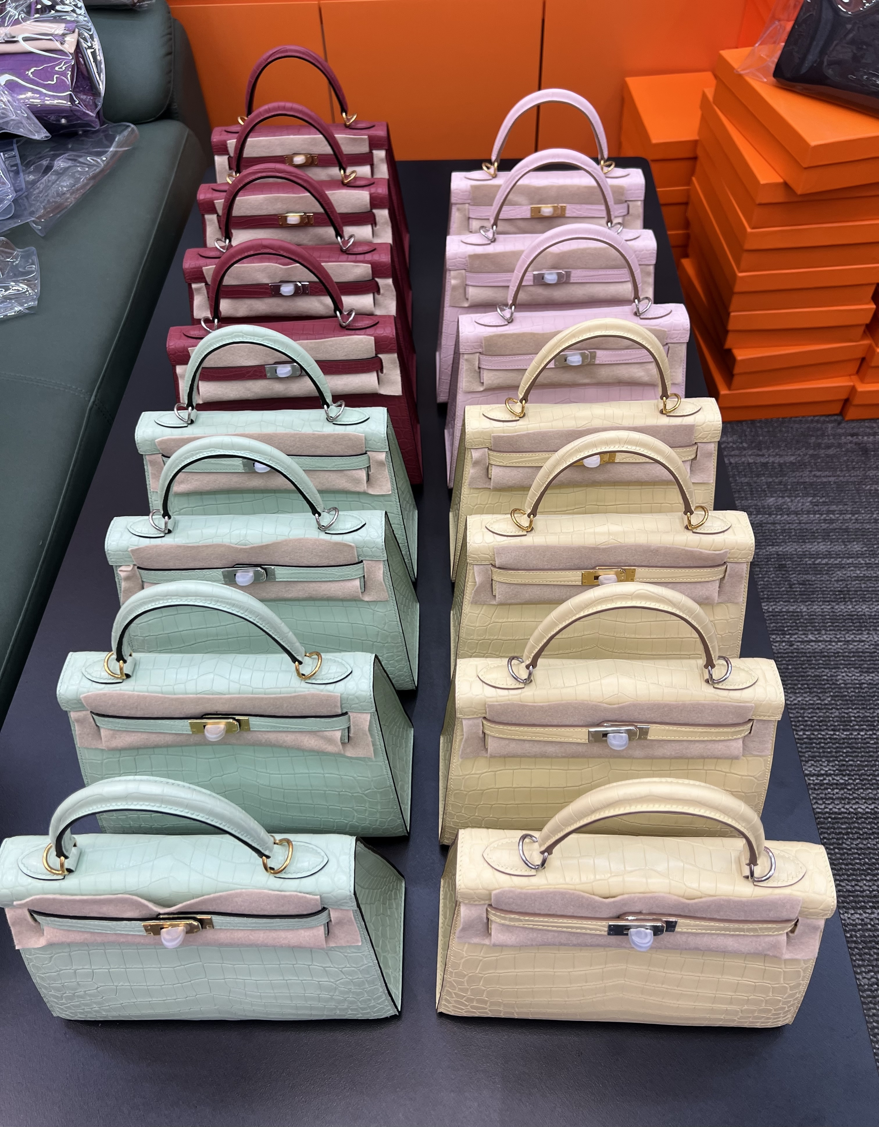 25cm Kelly Bag | Matte Nile Crocodile Full Hand Stitched